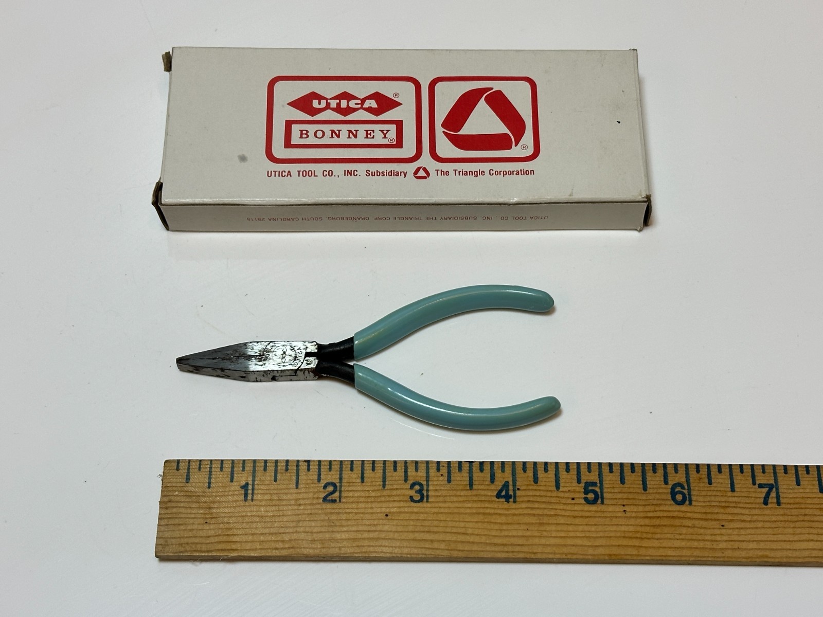NOS Bonney Tools USA 20-4-1/2GC Flat Nose Pliers – Baby Blue Grip – Original Box
