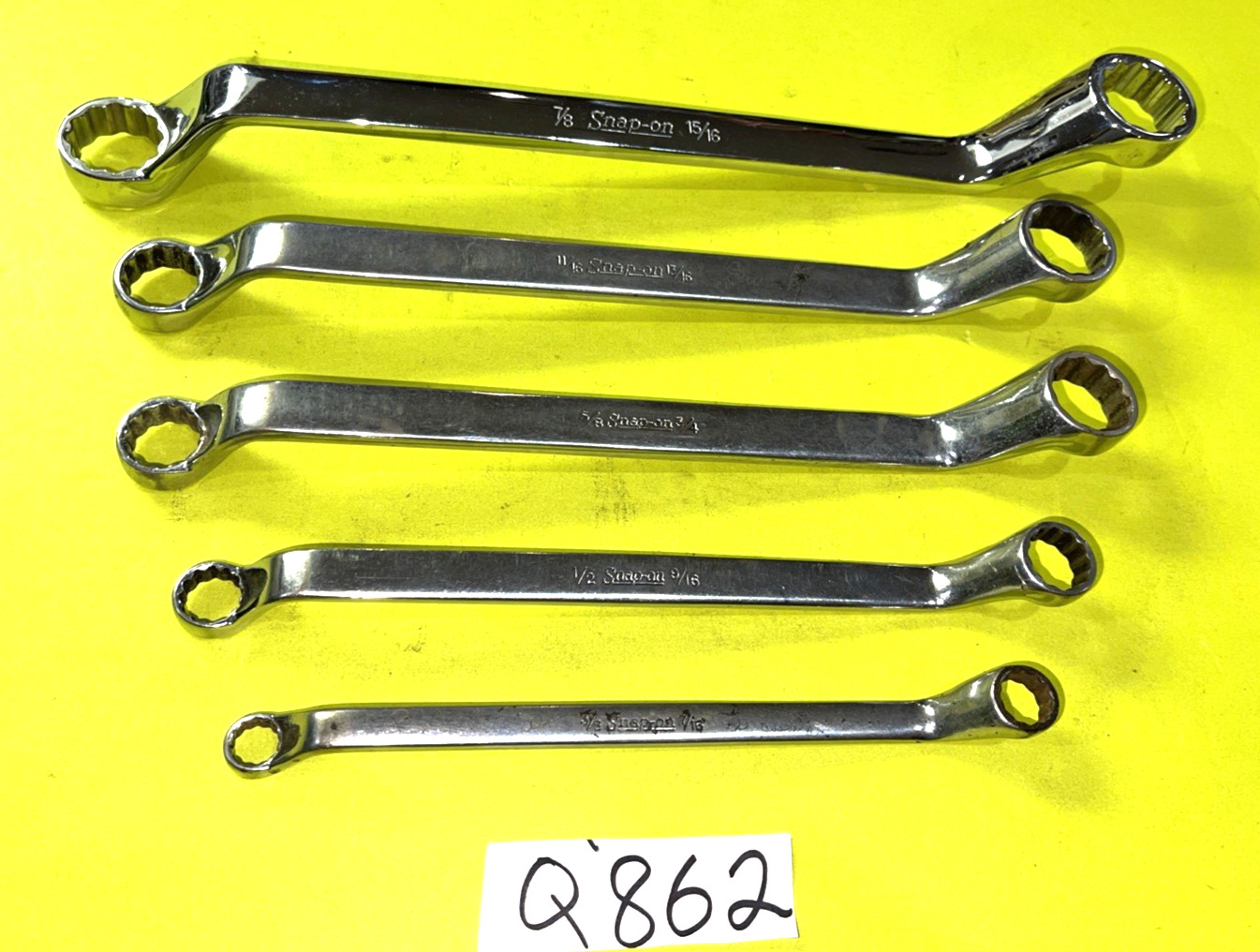 SNAP-ON TOOLS 5 PIECE SAE. DEEP OFF-SET BOX-END WRENCH SET 3/8 TO 15/16