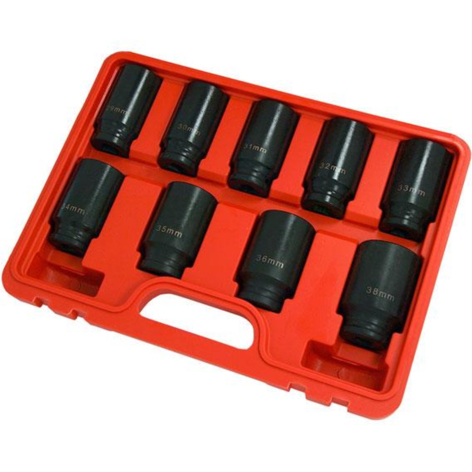 9pc 6 Point Axle Hub Nut Socket Set 1/2″ Drive Impact Sockets Kit – 29mm – 38mm