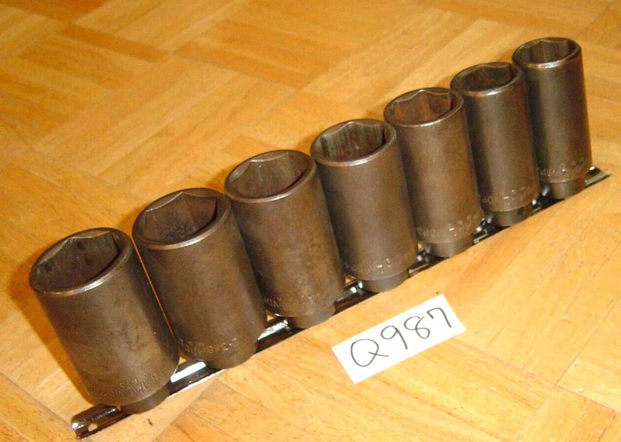 MAC TOOLS 7 PIECE 1/2 DRIVE SAE. DEEP IMPACT 6 POINT SOCKET SET 1-1/16 TO 1-7/16