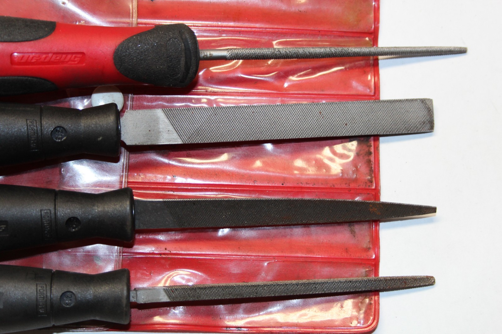 SNAP-ON TOOLS 4 pc RED/BLACK Grip Handle Miniature Key File Set