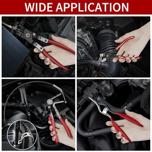 4PCS Hose Clamp Pliers Set – Long Reach Wire Spring, Clic-R, Hose Remover & Flat