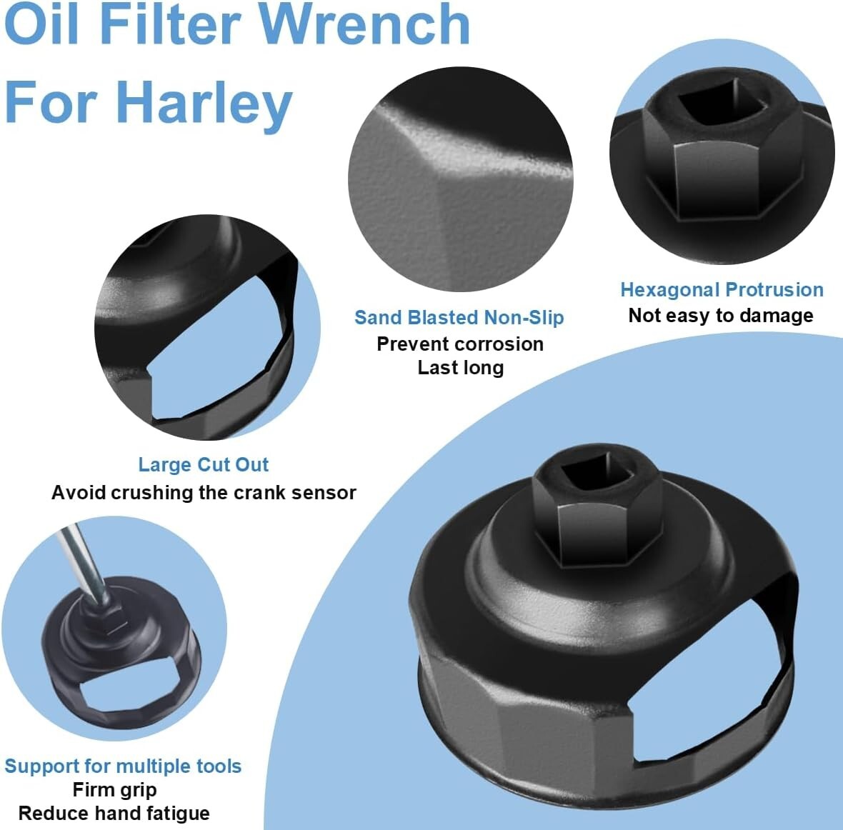 BSAMZO Oil Filter Wrench Tool for harley, Oil Filter Cap Removal Tool Socket