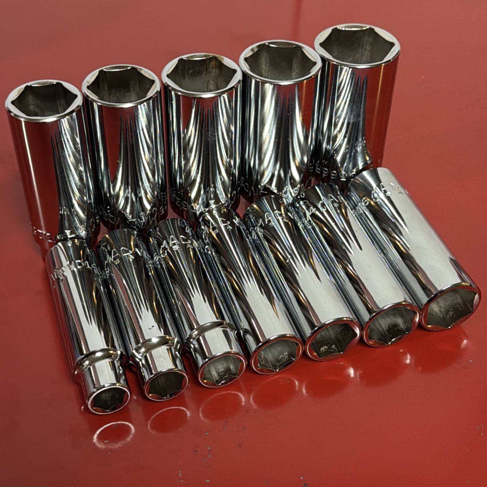 Mac Tools SAE Deep Socket Set 1/2” Drive 6pt 7/16” to 1-1/8” SVD126TR NEW READ!