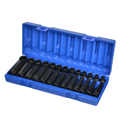 Grey Pneumatic 3/8″ Drive Standard and Deep Impact Socket Set, 26-pcs