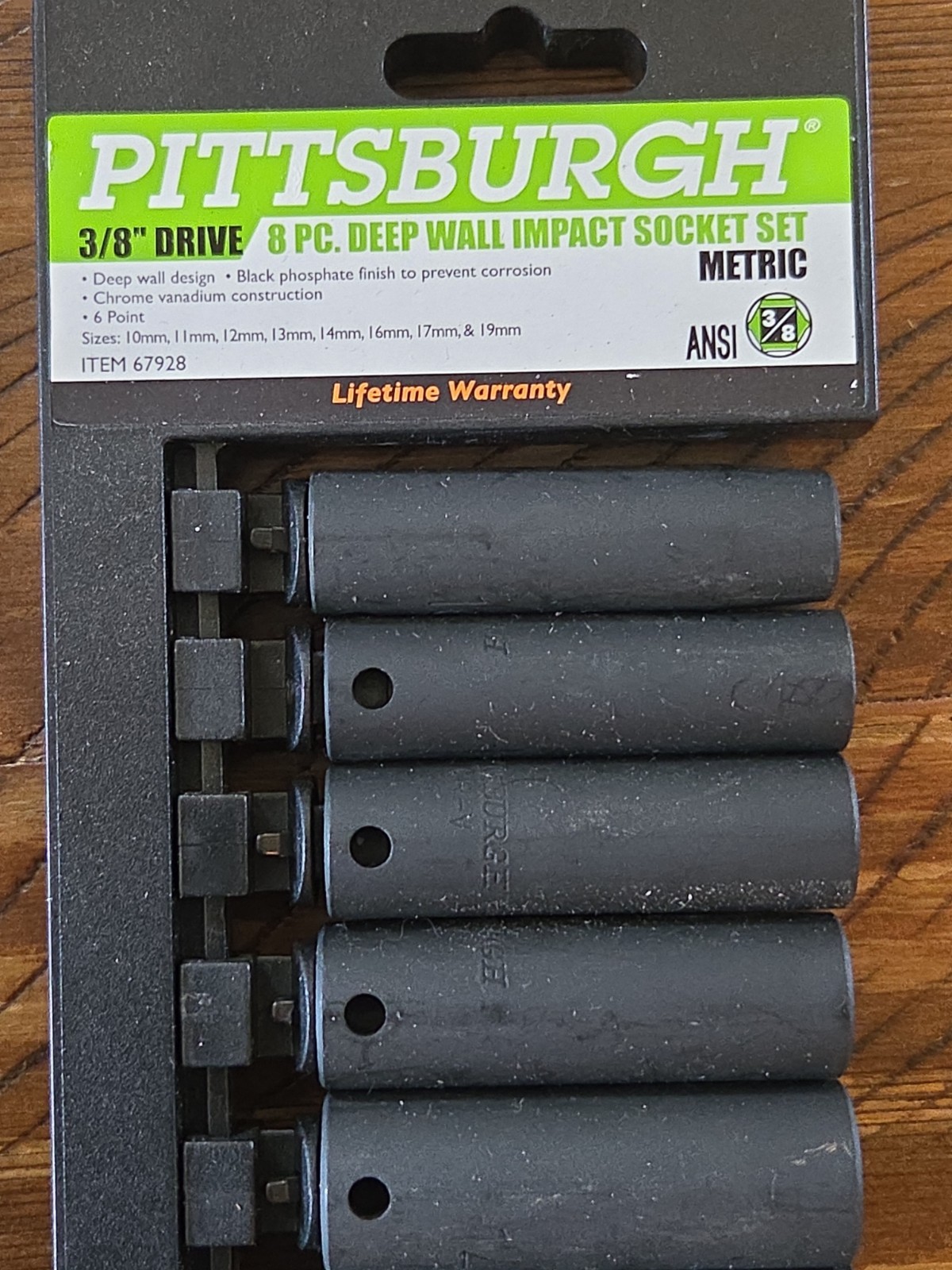 16 PC PITTSBURG 3/8″ DRIVE DEEP WALL IMPACT SOCKET SET. 67910&67928. PRE-OWNED