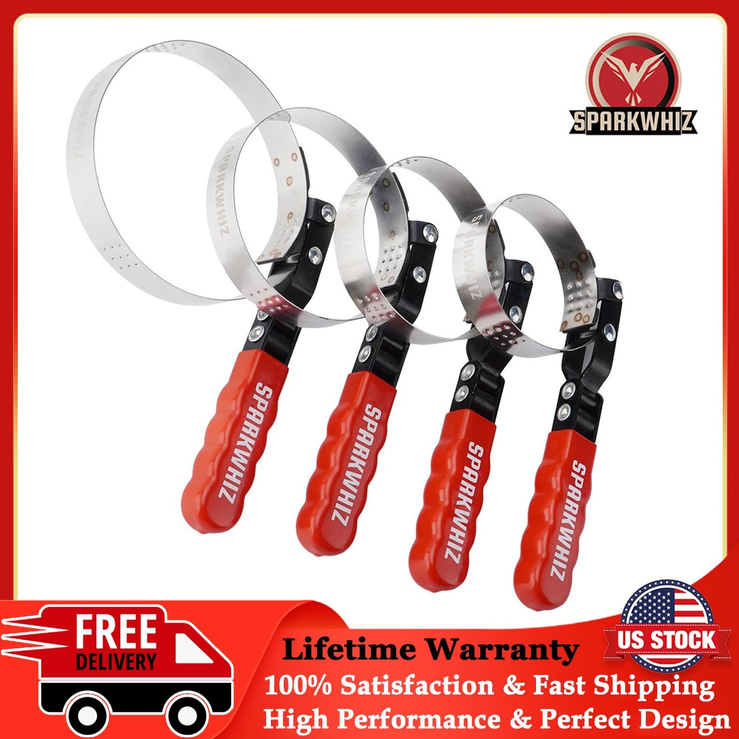 SPARKWHIZ 4 Sizes Oil Filter Wrench Oil Filter Removal Tool Set 2-3/4″ – 5-1/4″