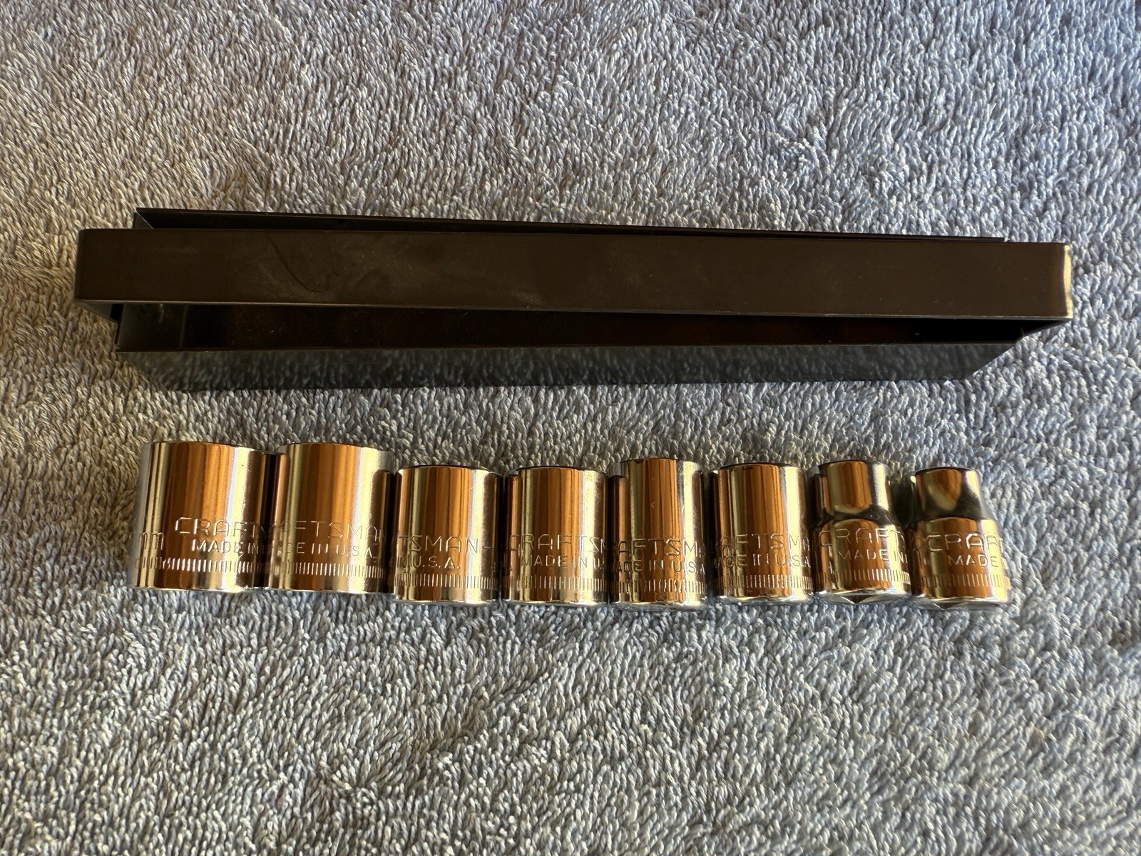 VINTAGE Craftsman USA Metric 3/8″ Dr. Shallow Socket Set 8pc 12pt 9mm-19mm