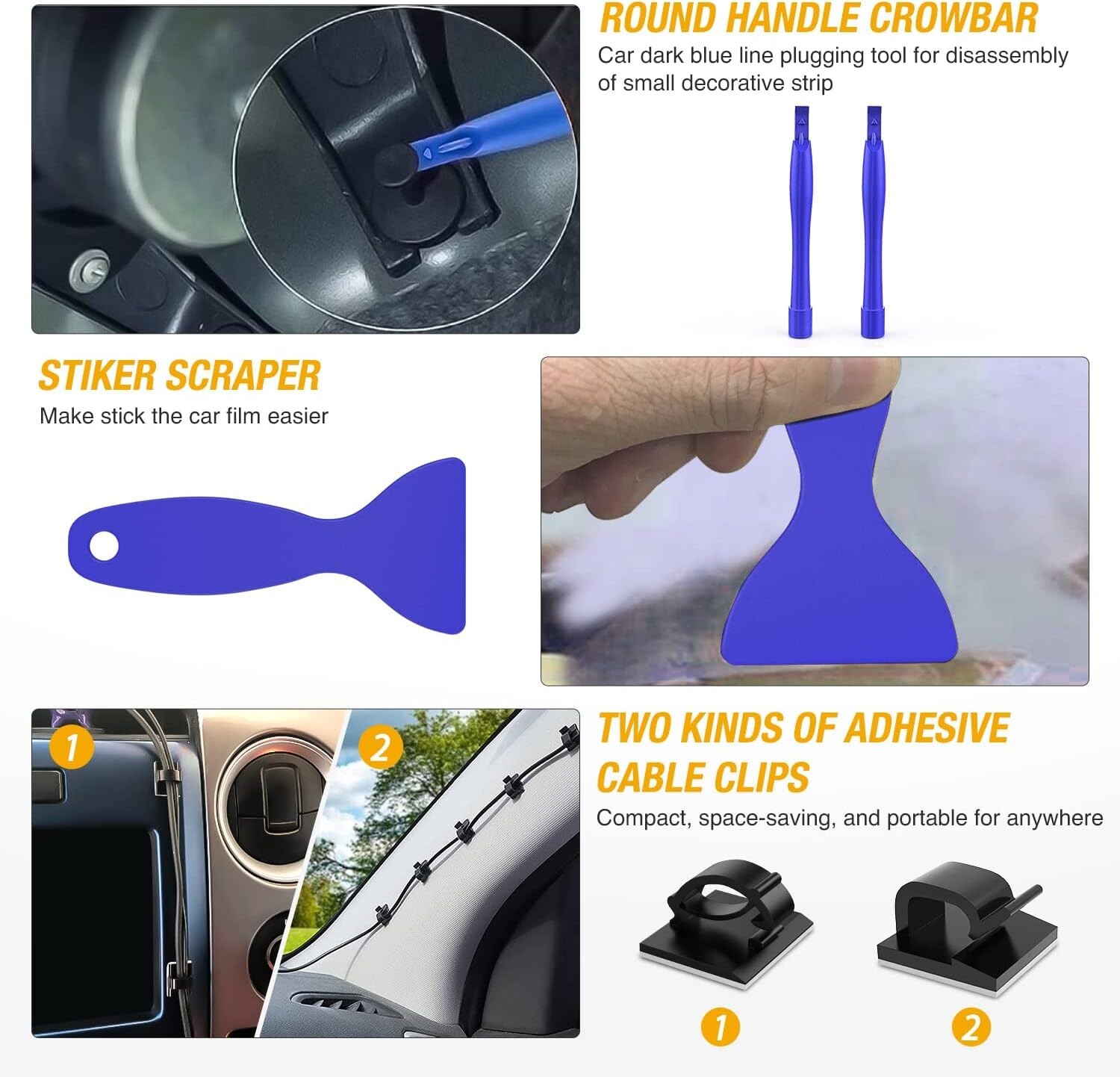 Multifunctional 200Pcs Trim Removal Tools with Sturdy Nylon Clips & Storage Bag