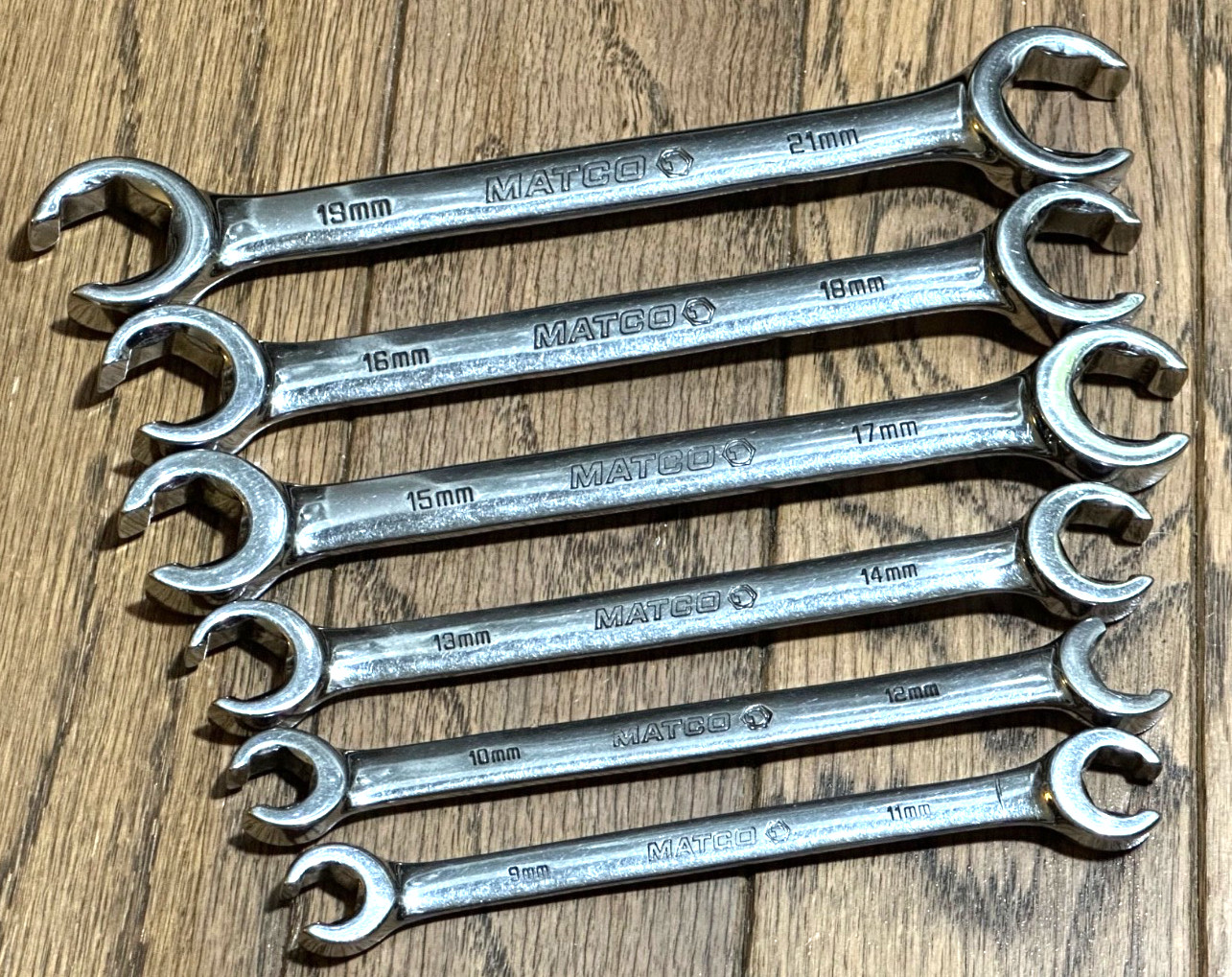🇺🇸 Matco Tools Metric Flare Nut Line Hose Double Wrench Set Lot 6PT Offset USA