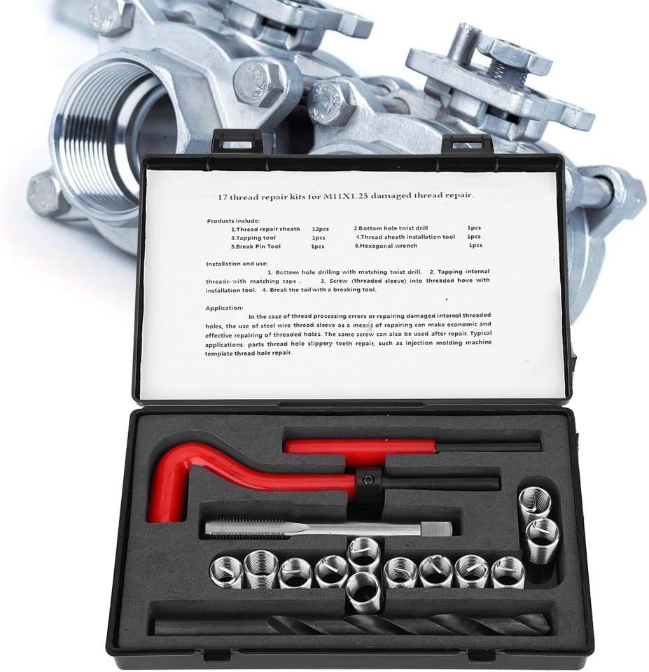 Repair Kit, M11x1.25 Metric Female Thread Repair Tool Kit with Spiral Drill, Tap
