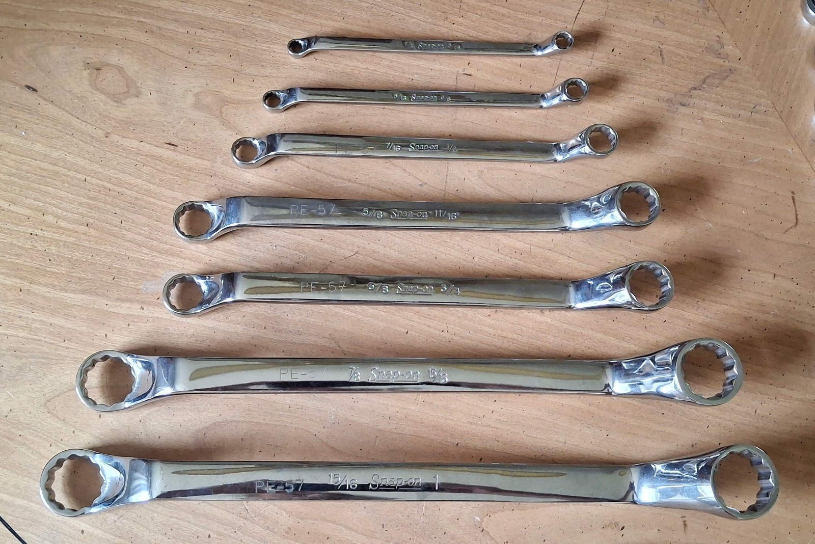 SNAP-ON 7 PIECE 12 POINT SAE FLANK DRIVE 60 DEGREE DEEP OFFSET BOX WRENCH SET XO