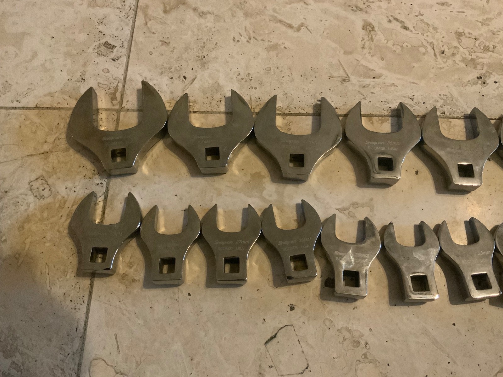 Snap On 17 Pc 1/2” Dr Metric Crowfoot Wrenches 20 – 46 mm incomplete