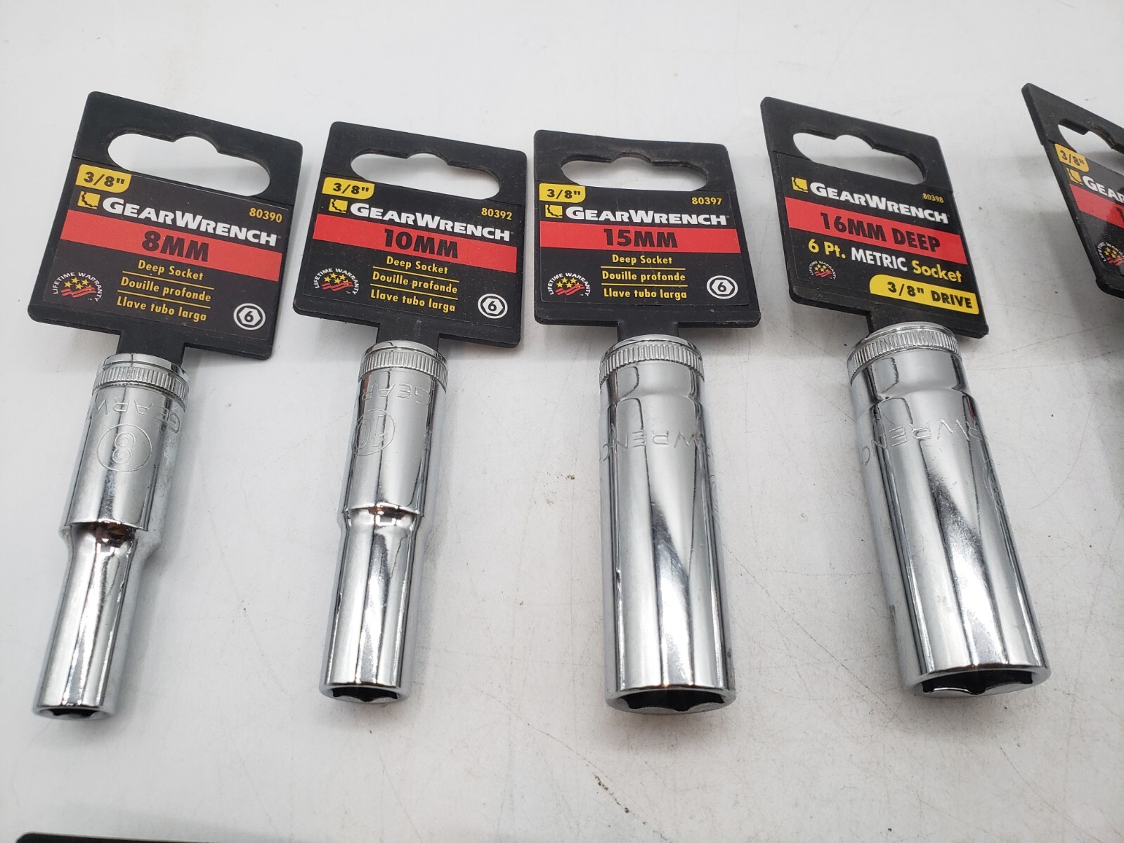 GearWrench 3/8″ Drive 6 Point Sockets Lot Of 15. Various Sizes Mixed SAE/Metric.