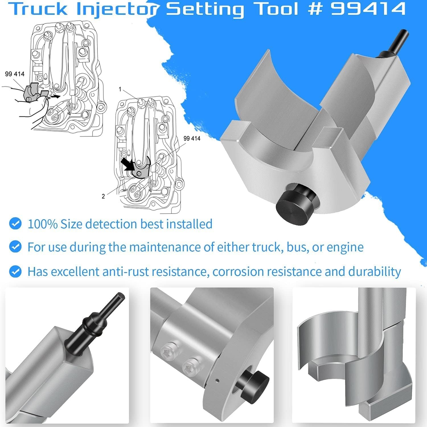 99442 & 99414 Injector Setting Tool + 99309 Crankshaft Rotator For Scania Truck
