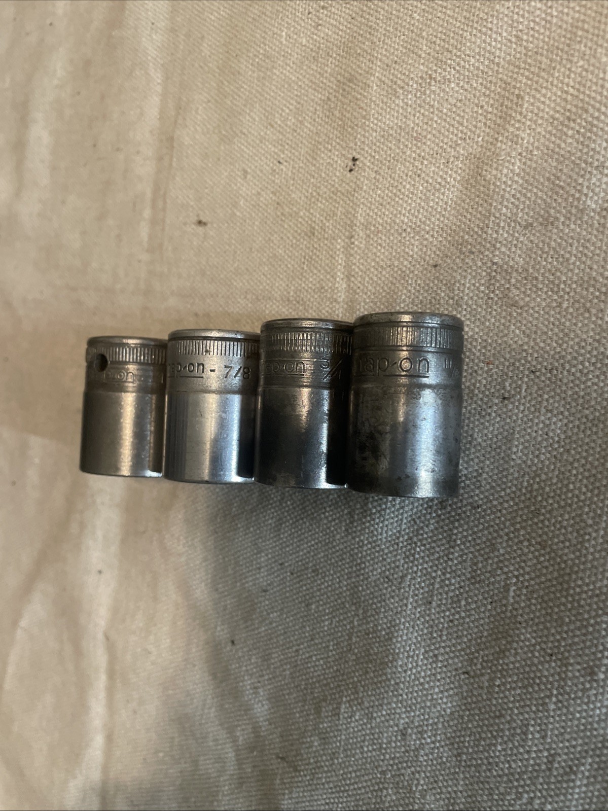 Snap On USA Socket Set 1/2” Drive 12 Point SAE 11/16”-1” Vintage 4pc #B6