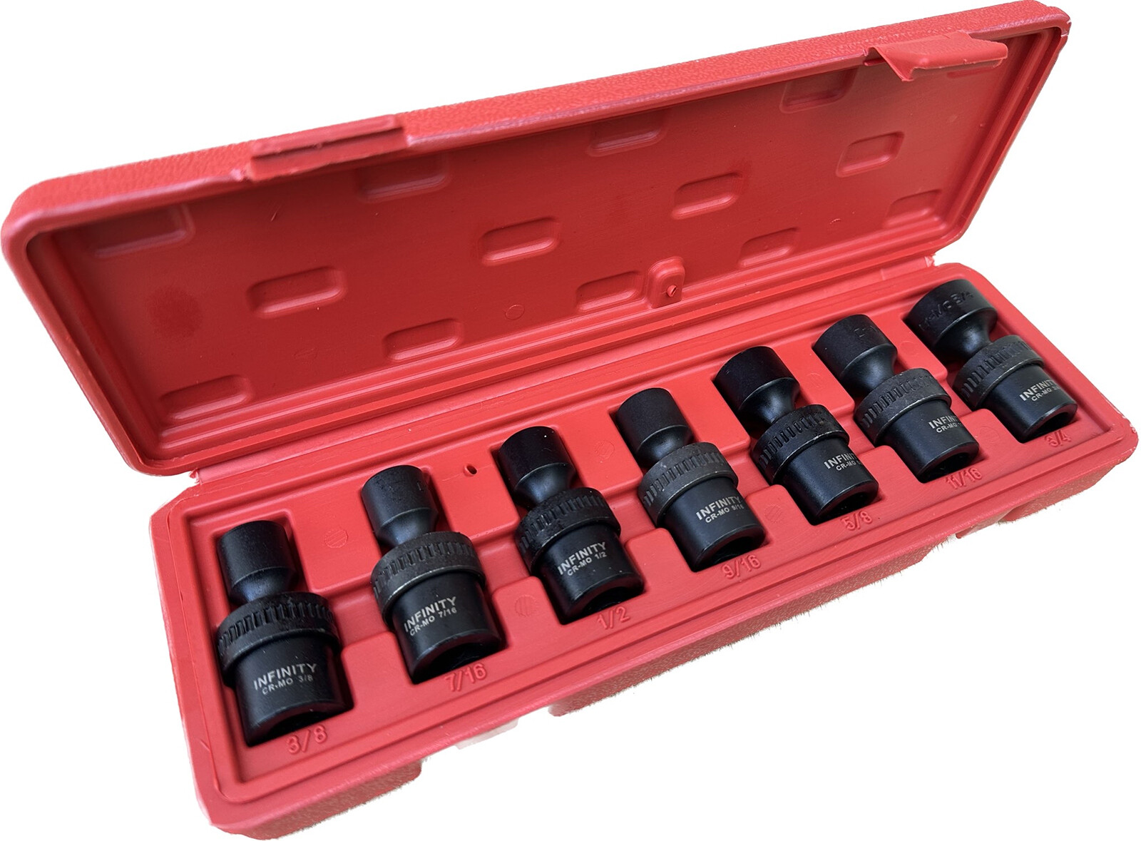 7pc 3/8″Dr. Shallow Universal Joint Swivel Impact Socket Set 3/8″ -3/4″ Cr-MO