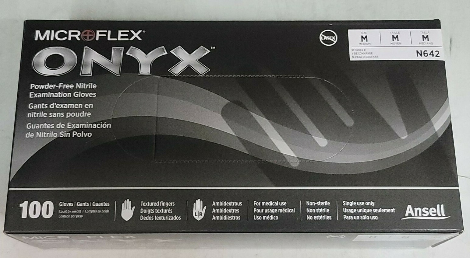 Microflex ONYX Black Textured Nitrile Disposable Exam Gloves 100pk Medium #N642