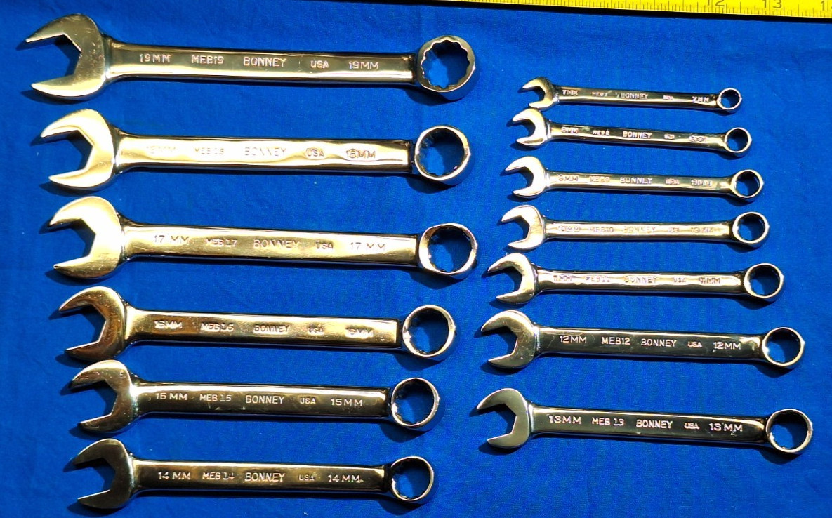 Bonney -80759 13 piece short Metric Combination wrench set full polish 7mm-19mm