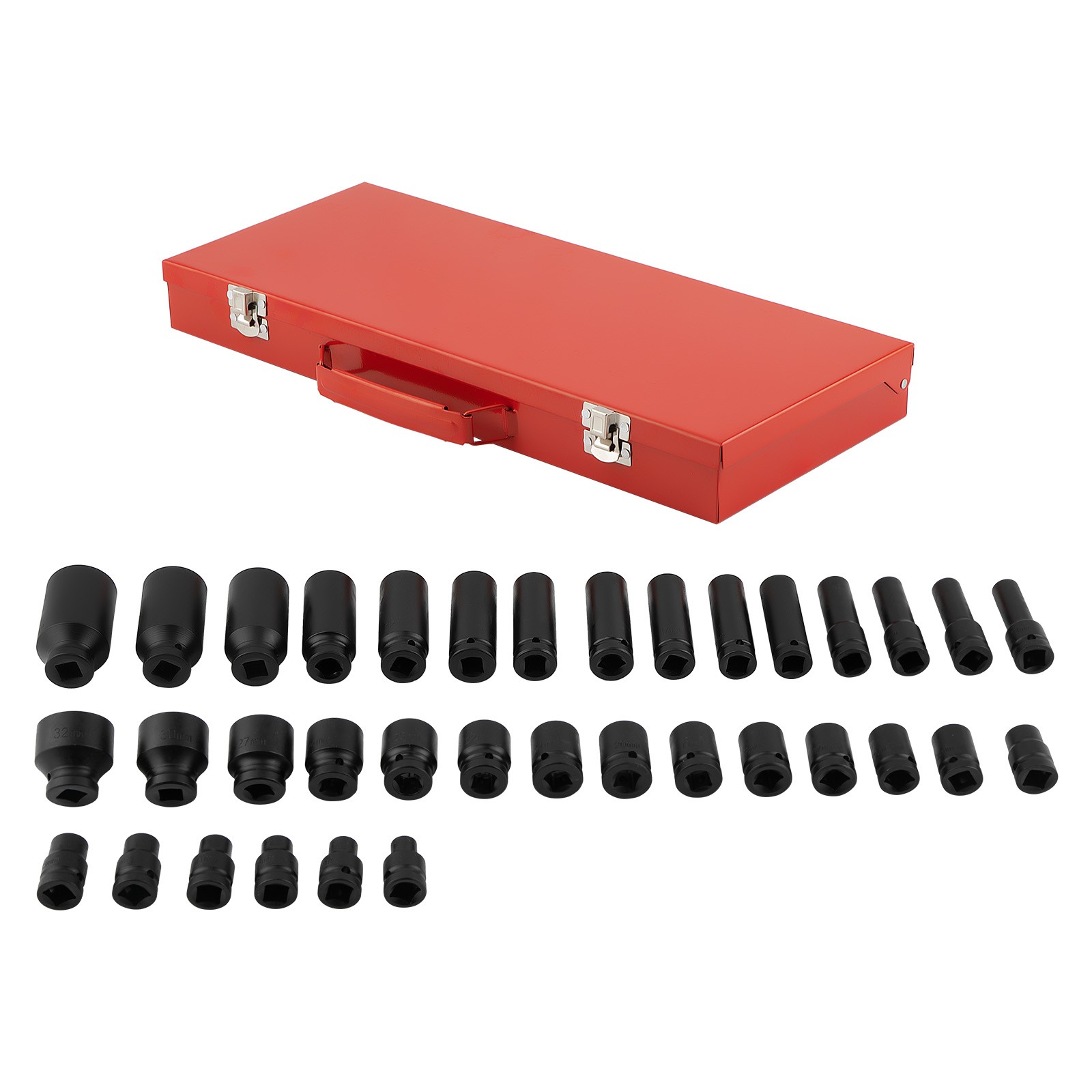 1/2″ Deep Impact Socket Set Drive 6 Point Metric Garage Tool 8 – 32mm with case