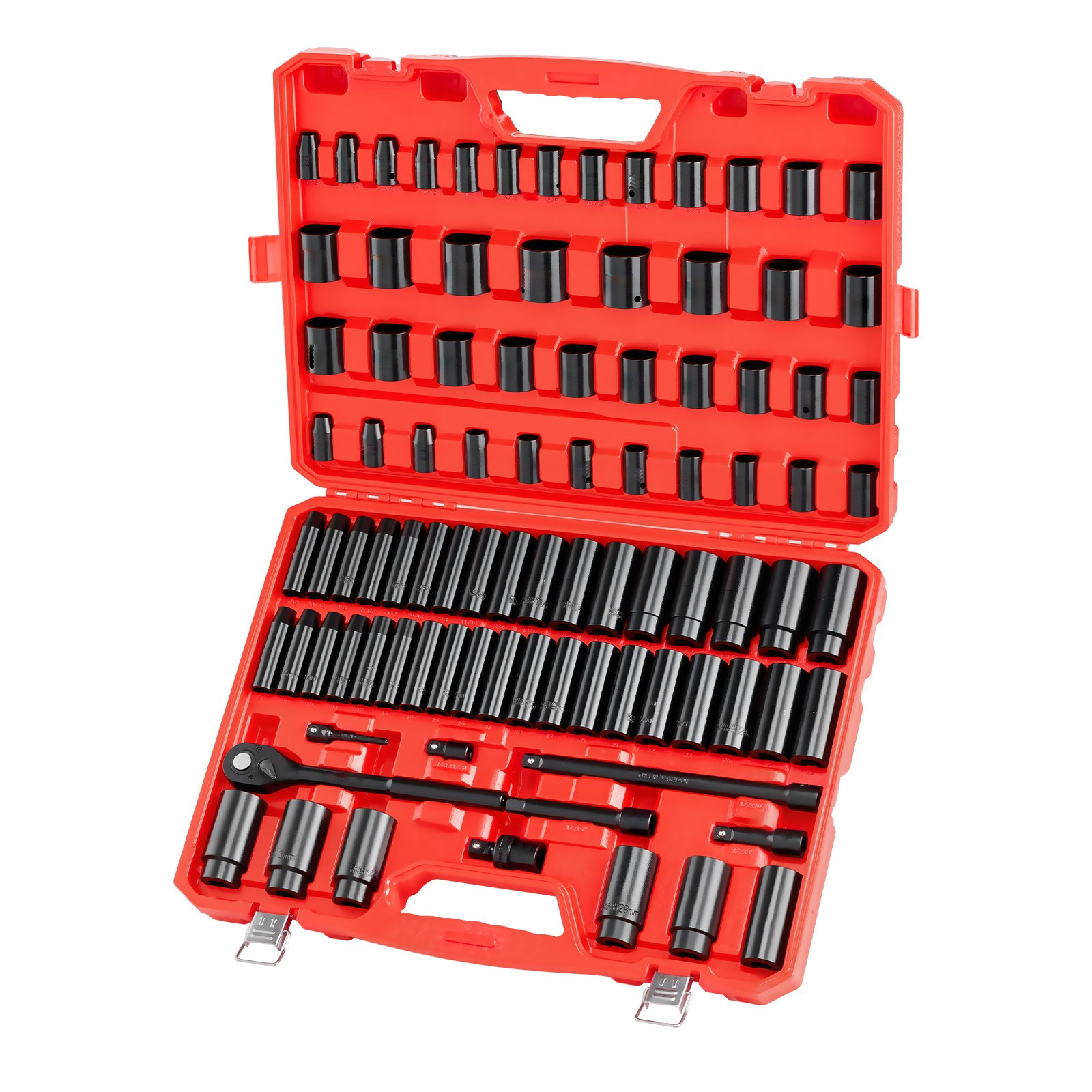 Uimoso 91-Piece Impact Socket Set, 1/2-Inch Drive, Metric Sizes 5/16-1-1/4 in