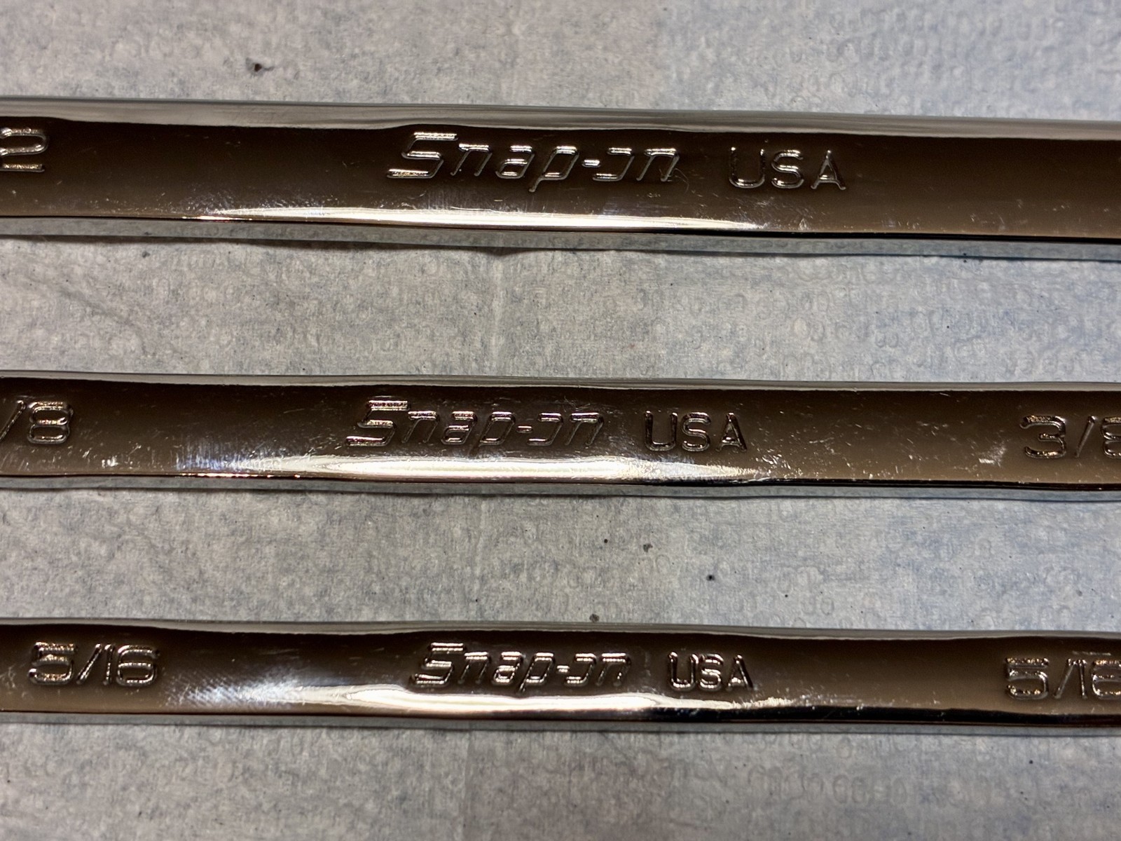 Snap-on SAE Ratcheting Wrench 3pc Set SOXRR 1/2” 3/8” 5/16” No Initials