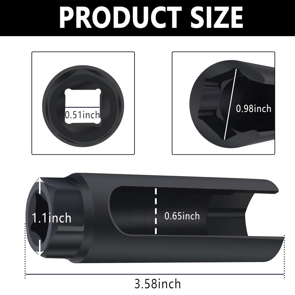 Oxygen Sensor Socket 7/8» (22mm) 6-Point O2 Sensor Socket Wrench Removal Instal