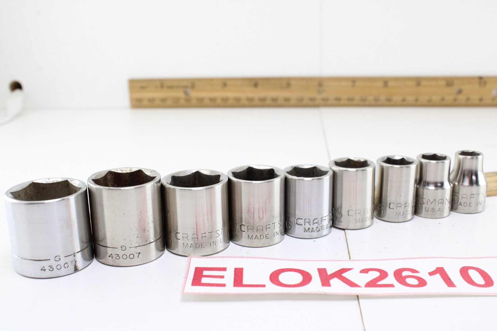 Craftsman G430 Series 5/16″-13/16″3/8” Drive 6 Point 9 Piece SAE Socket Set USA