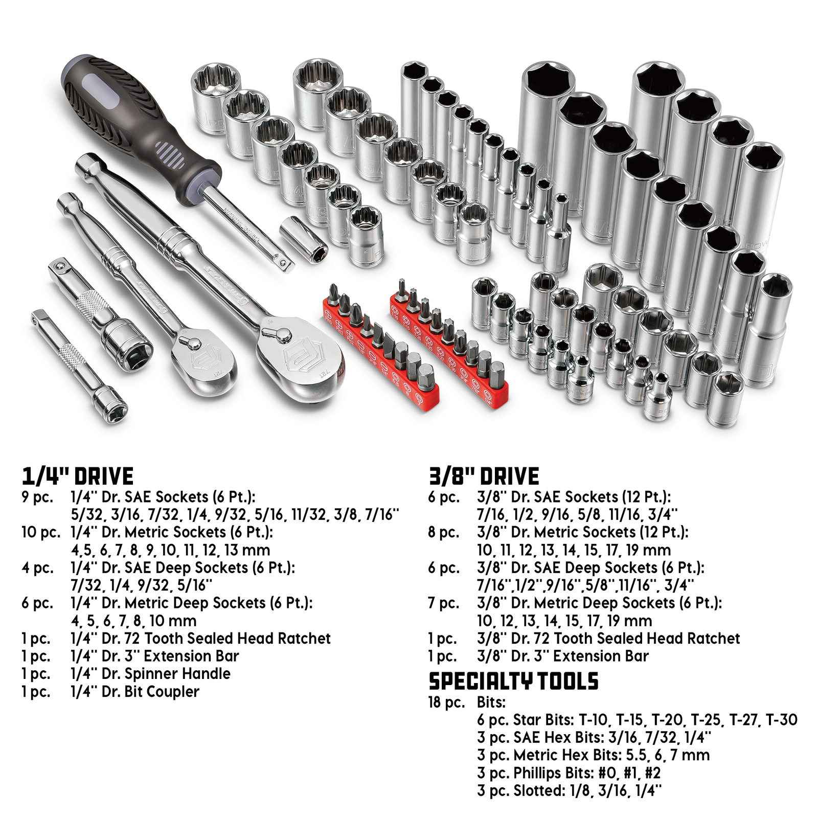 Powerbuilt 80 Piece Auto Mechanic’s Service Tool Set – 642452