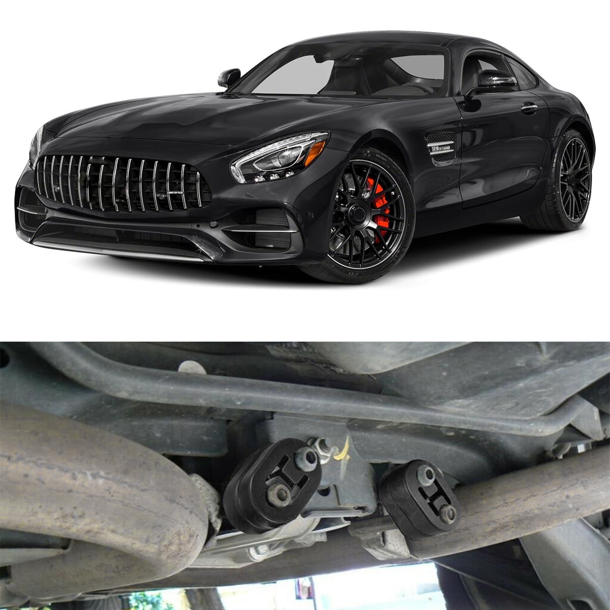 2 Pack Car Exhaust Rubber Hanger 2 Holes Adjustable Muffler Hangers