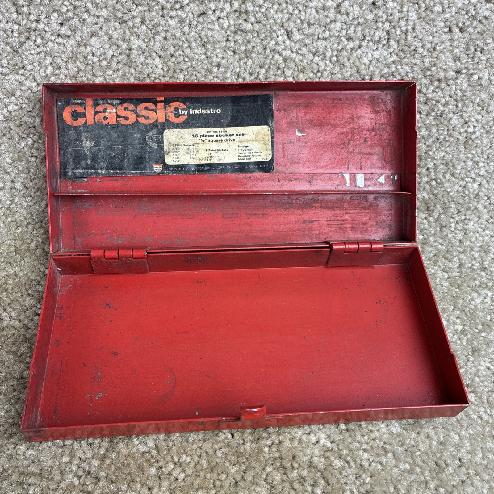 INDESTRO 1/4 Drive Ratchet/Socket Set SAE 15pcs. Good Condition Original Box