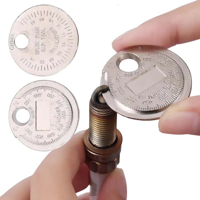 0.6-2.4mm Range Coin-Type Spark Plug Gage Gap Measurement Tool Feeler Steel 1Pcs