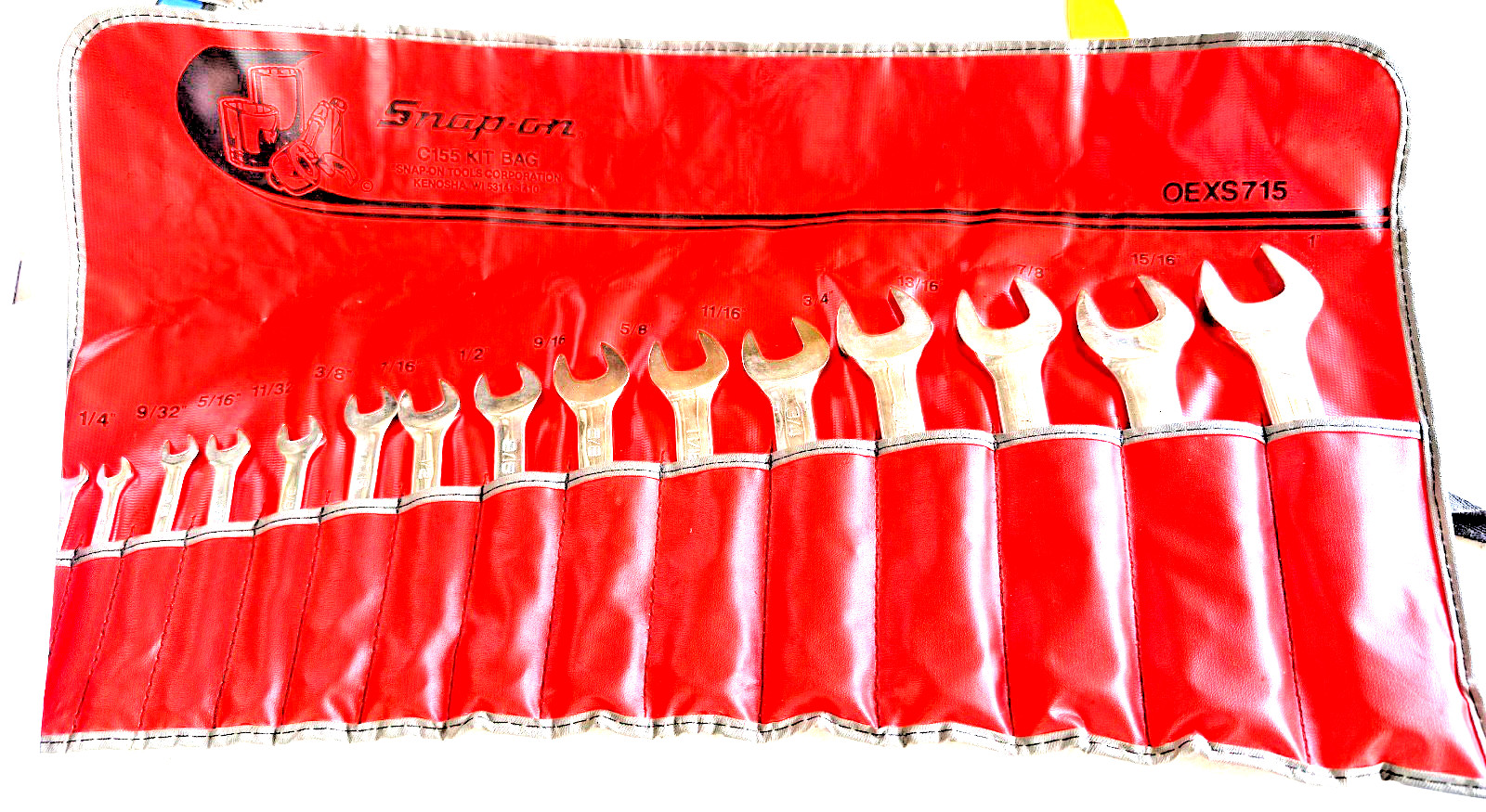 Snap On OEXS715K – 15 Pc SAE Short Handle 12Pt Chrome Combination Wrench Set