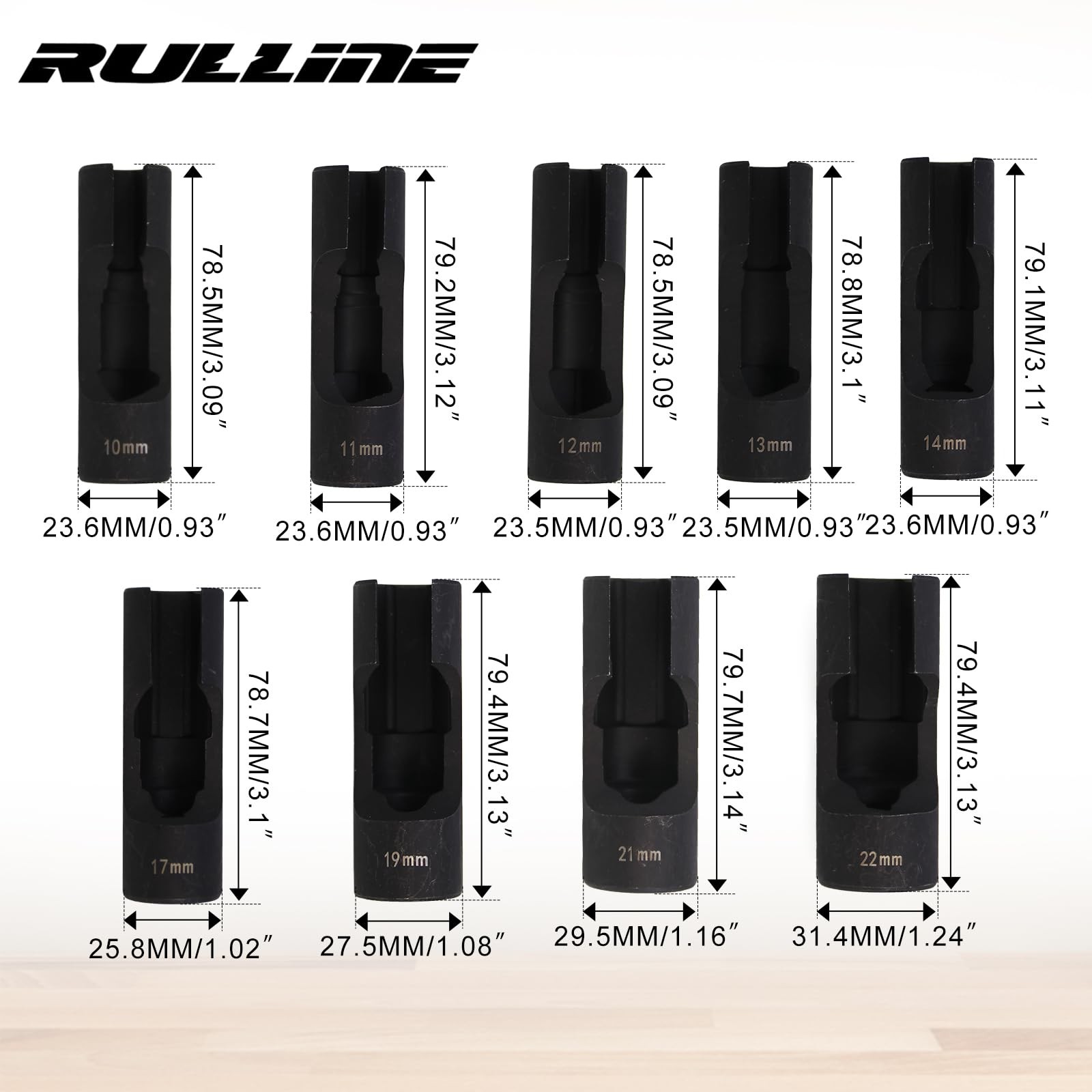 RULLINE 9pcs Flare Nut Socket Set Upgraded Steel for Automotive and Mechanica…
