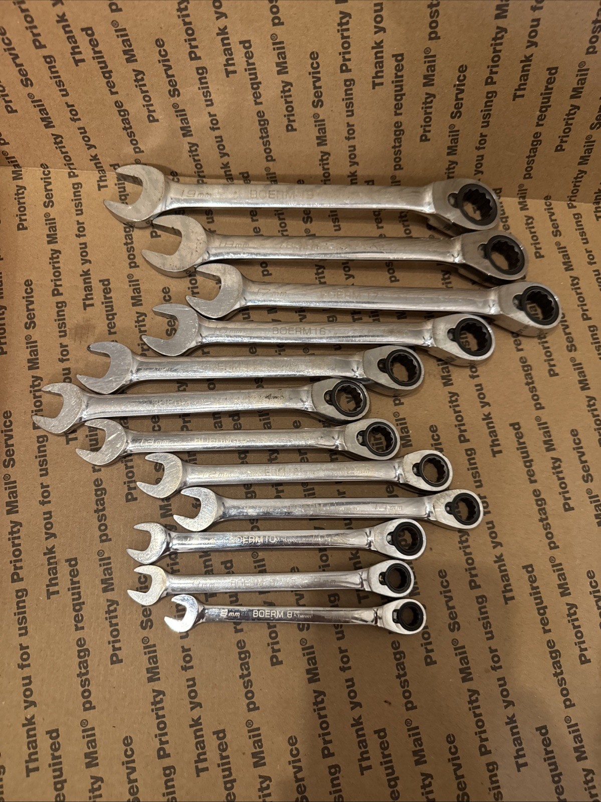 Blue Point 12 Pc Metric Reversible Ratcheting Wrench Set 8-19mm BOERM712