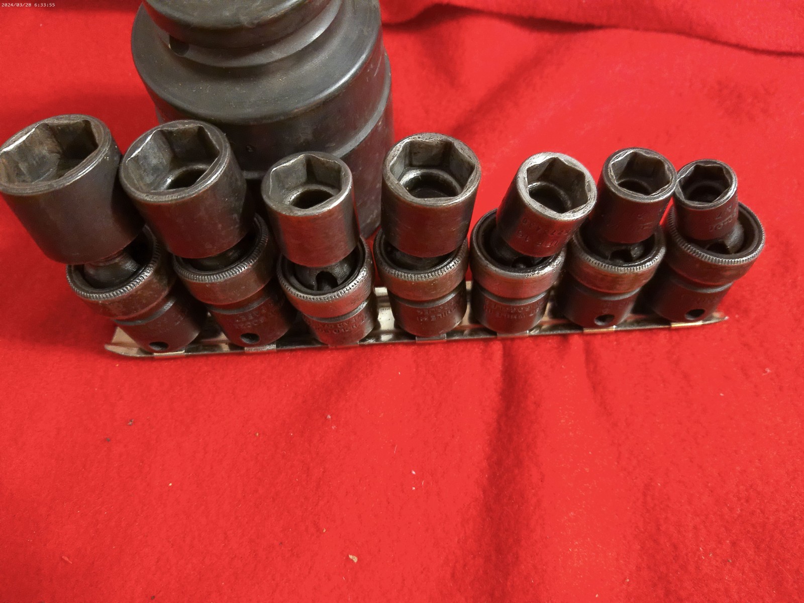 Snap On 7pc Wobble Sockets 3/8 Drive IPF SAE Swivel Impact Socket Set 3/8-3/4