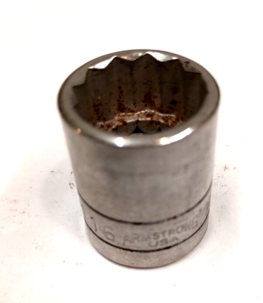 Armstrong 16mm 12 Point Shallow Chrome Socket 3/8″ Drive 38-116 Armaloy USA