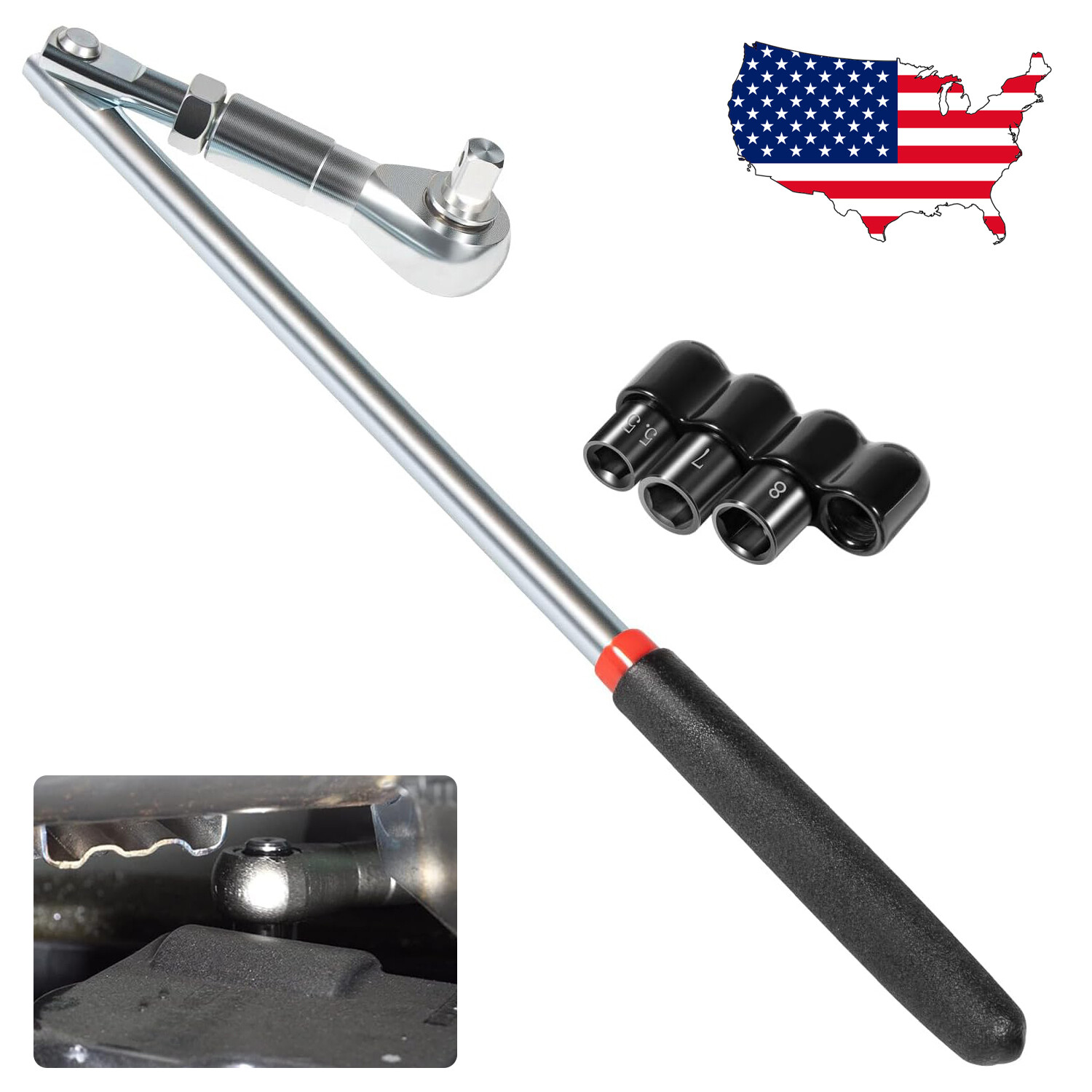Actuator Motor Tool Set W/5.5mm 7mm 8mm Socket & 1/4″ Square Drive Adapter 64180