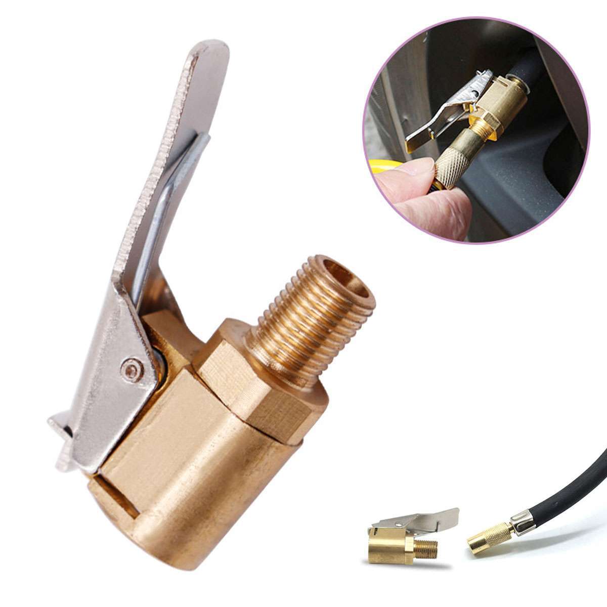 2pc 8MM Car Tyre Wheel Tire Air Chuck Inflator Pump Valve Clip Connector Adapter