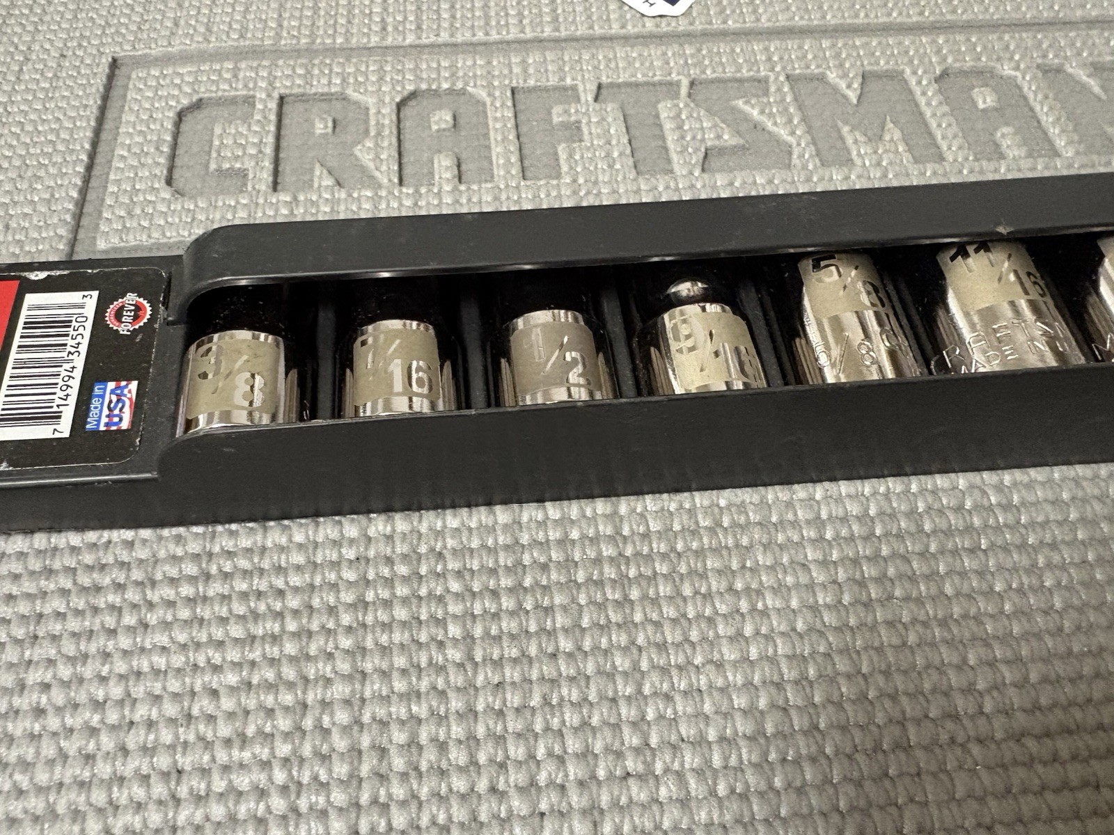NOS Sears Craftsman USA 1/2” Drive 10pc Easy Read 6pt Sockets SAE 34550 G2D Dual