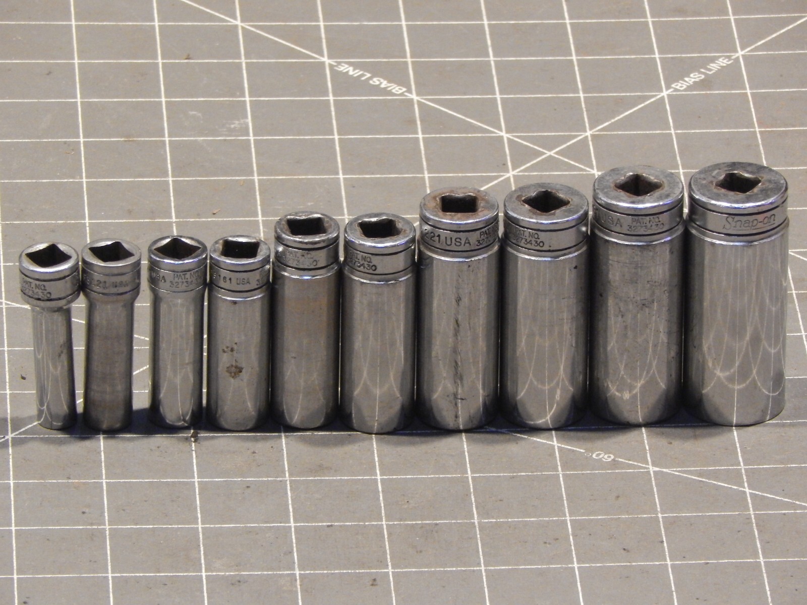 Snap On 11Pc MINUS 1 SAE 3/8″ Drive Deep Socket Set 5/16″ 7/8″ 6Pt Dr 211sfsy