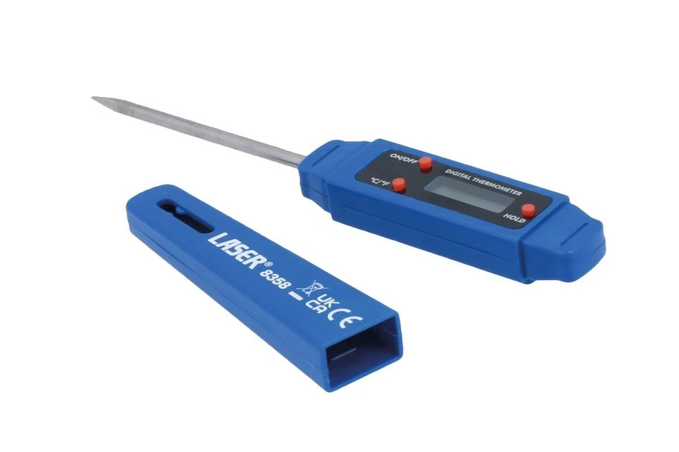 Laser 8358 Compact Digital Thermometer Stainless Steel Probe Air Con Pocket size