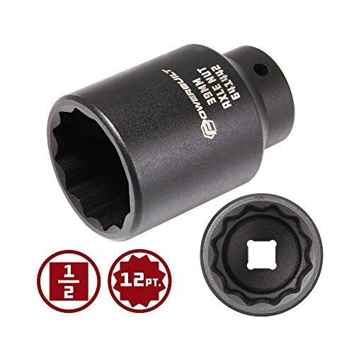 39mm Axle Nut Socket 1/2″ Drive for Impact Wrench, 12 Point Extra Deep Tool