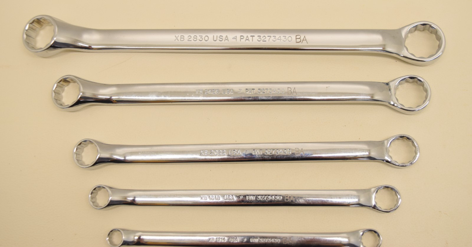 Snap On 5pc 12-Point SAE Box End Offset Wrench Set XB2830-XB1214 15/16″-3/8″