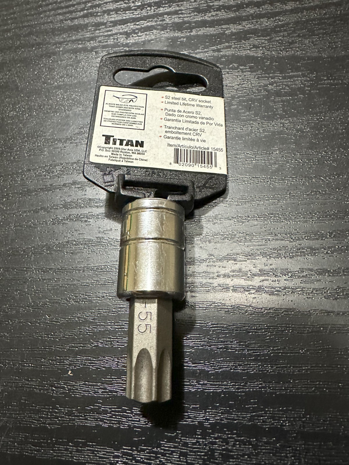 Titan TR55 Tamper Resistant Torx T55 Bit Socket 15455 – 3/8″ Drive