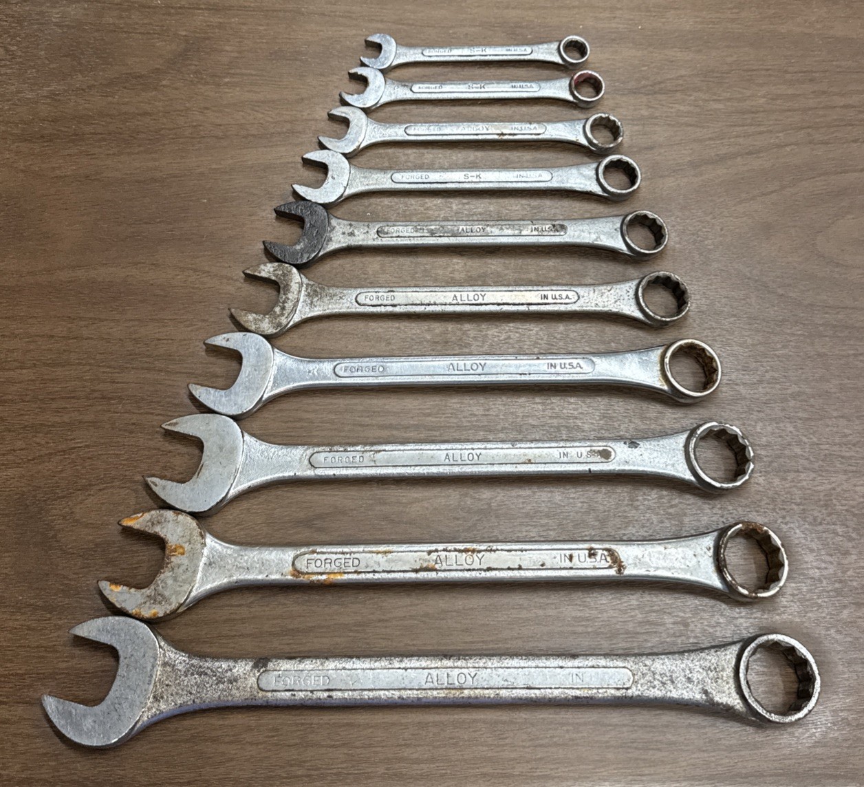 Vintage S-K 10-Pc SAE Combination Wrench Set 3/8″ – 15/16″ USA Complete
