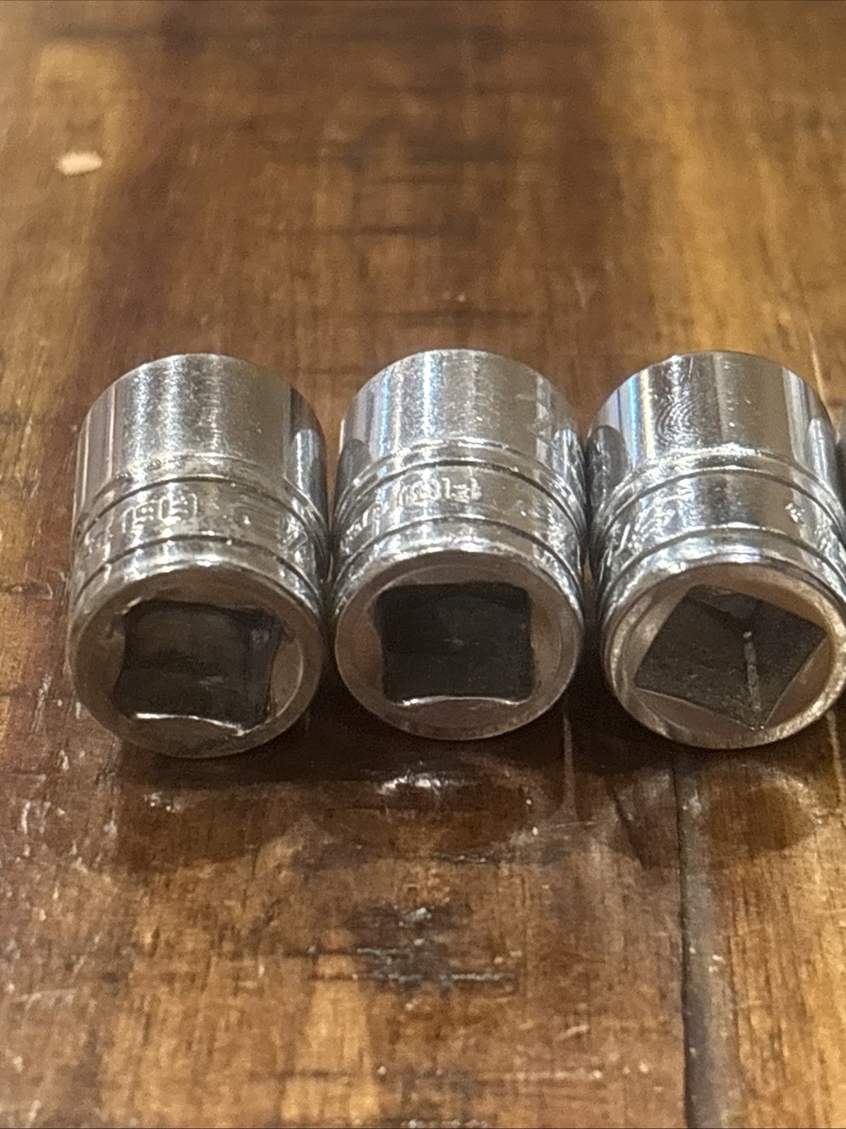 Snap-On Tools 1/2” Shallow Sockets 5pc 3/8” Drive 12 point F161 USA SAE