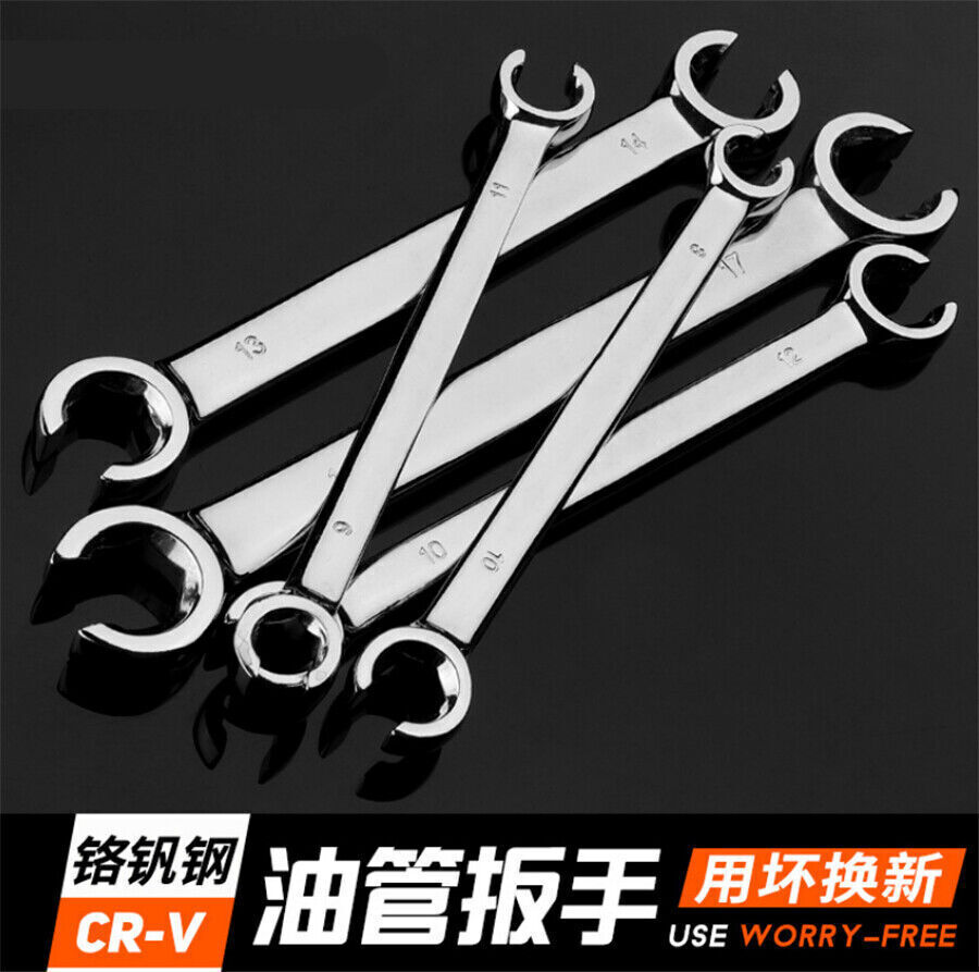 6 Pcs 6mm-19mm 6 Point Chrome Steel Car Metric Flare Nut Spanner Wrench Set -USA