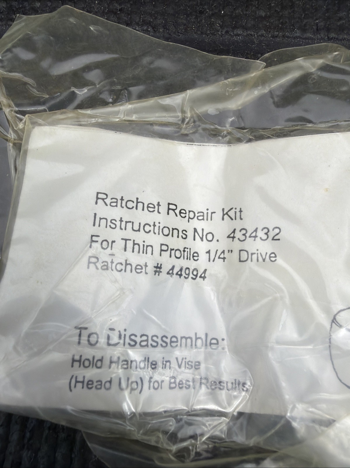Sears Craftsman USA 43432 Ratchet Repair Kit For 44994 Thin Profile 1/4” Drive