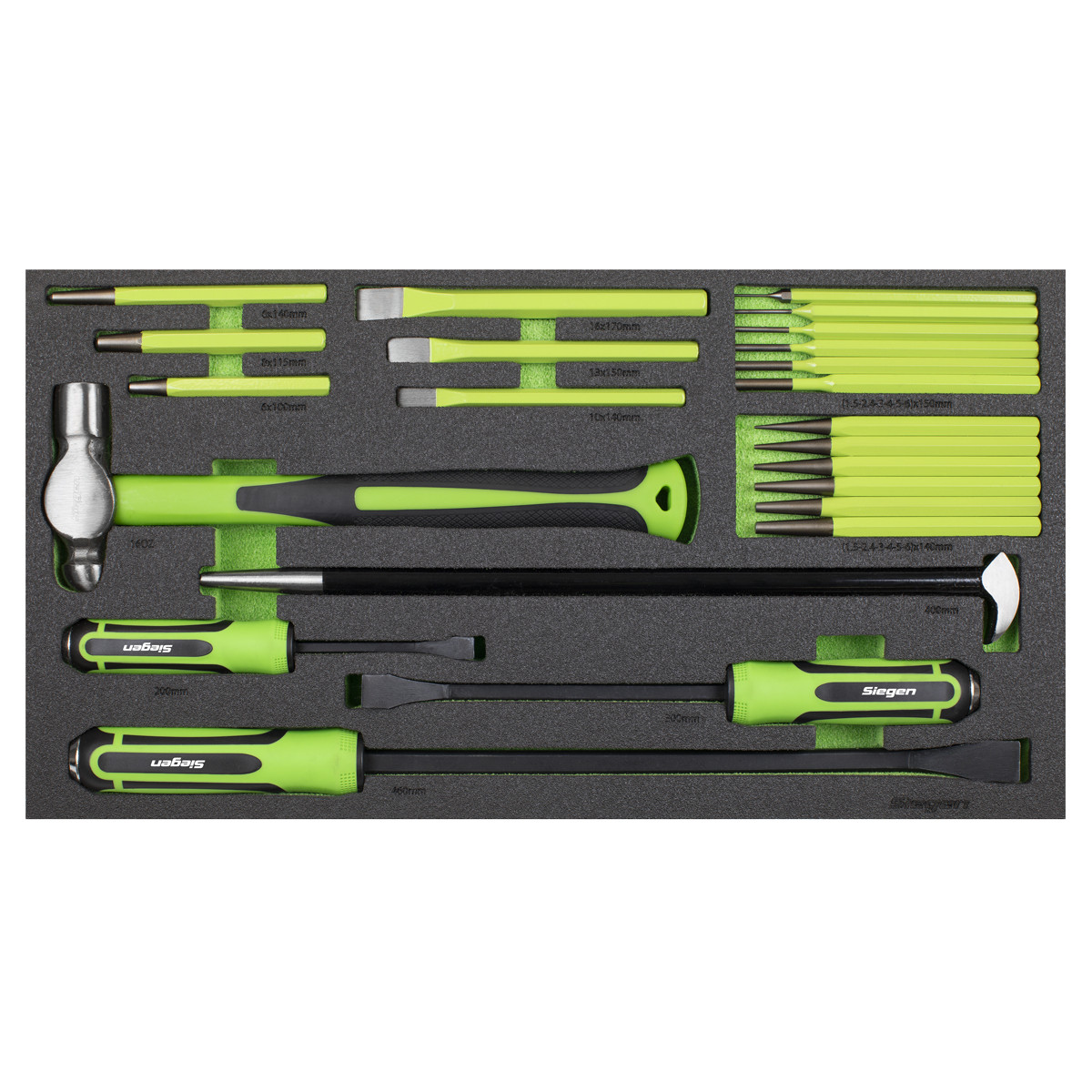 Sealey Siegen Pry Bar Hammer & Punch Set With Tool Tray 23 Pieces S01279